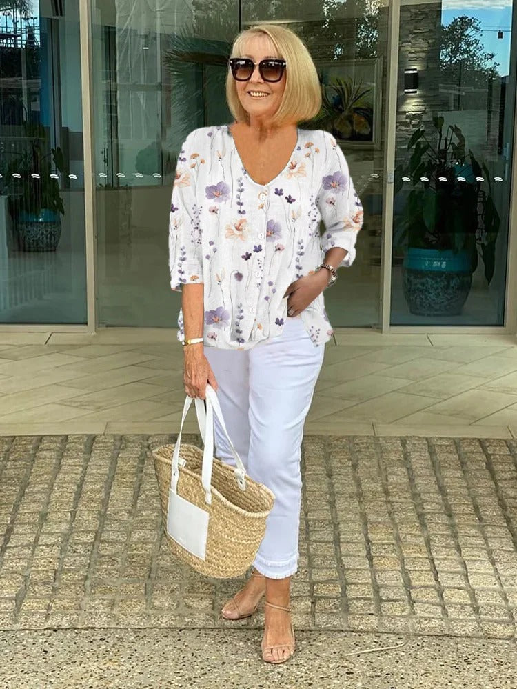 DONNA | FLORAL BUTTON BLOUSE
