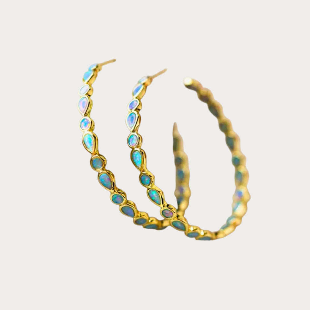 Golden Era | Blue Opal Gold Earrings