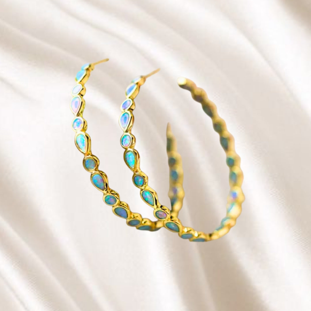 Golden Era | Blue Opal Gold Earrings