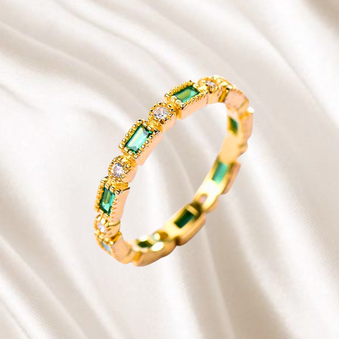 Emerald Era | Green Inlaid Zirconia Gold Ring