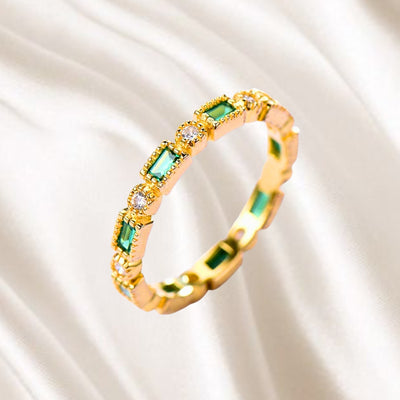 Emerald Era | Green Inlaid Zirconia Gold Ring
