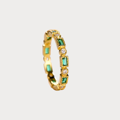 Emerald Era | Green Inlaid Zirconia Gold Ring