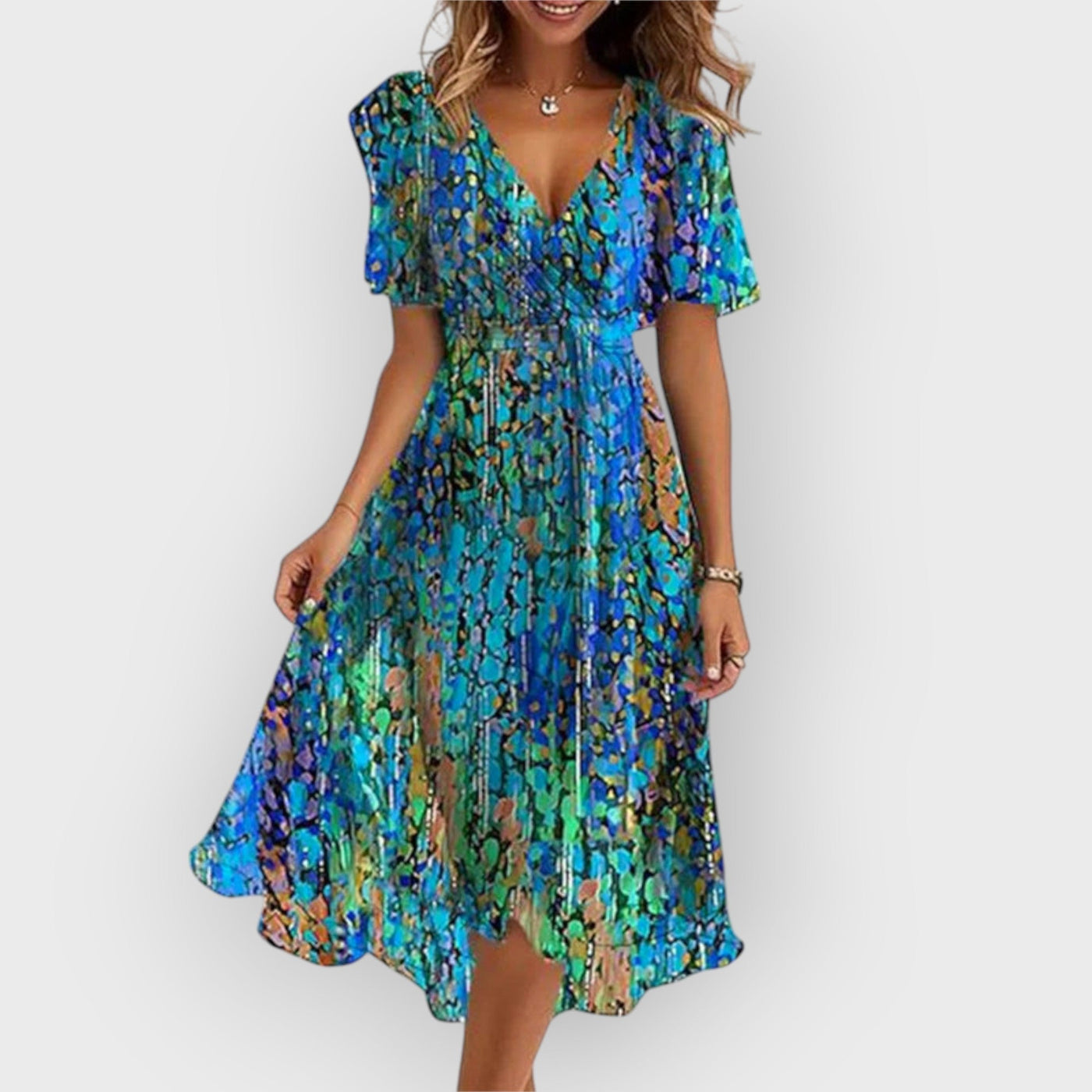 Odette | Stylish V-Neck Floral Midi Dress