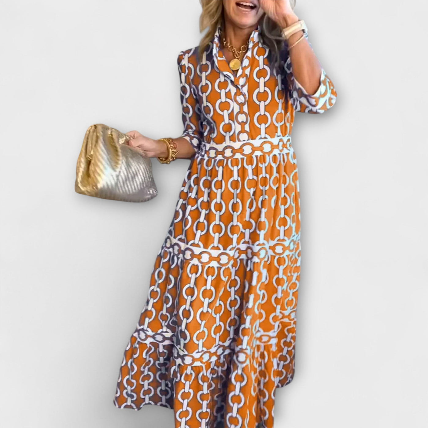 Solene | Midi Dress with Chain Pattern