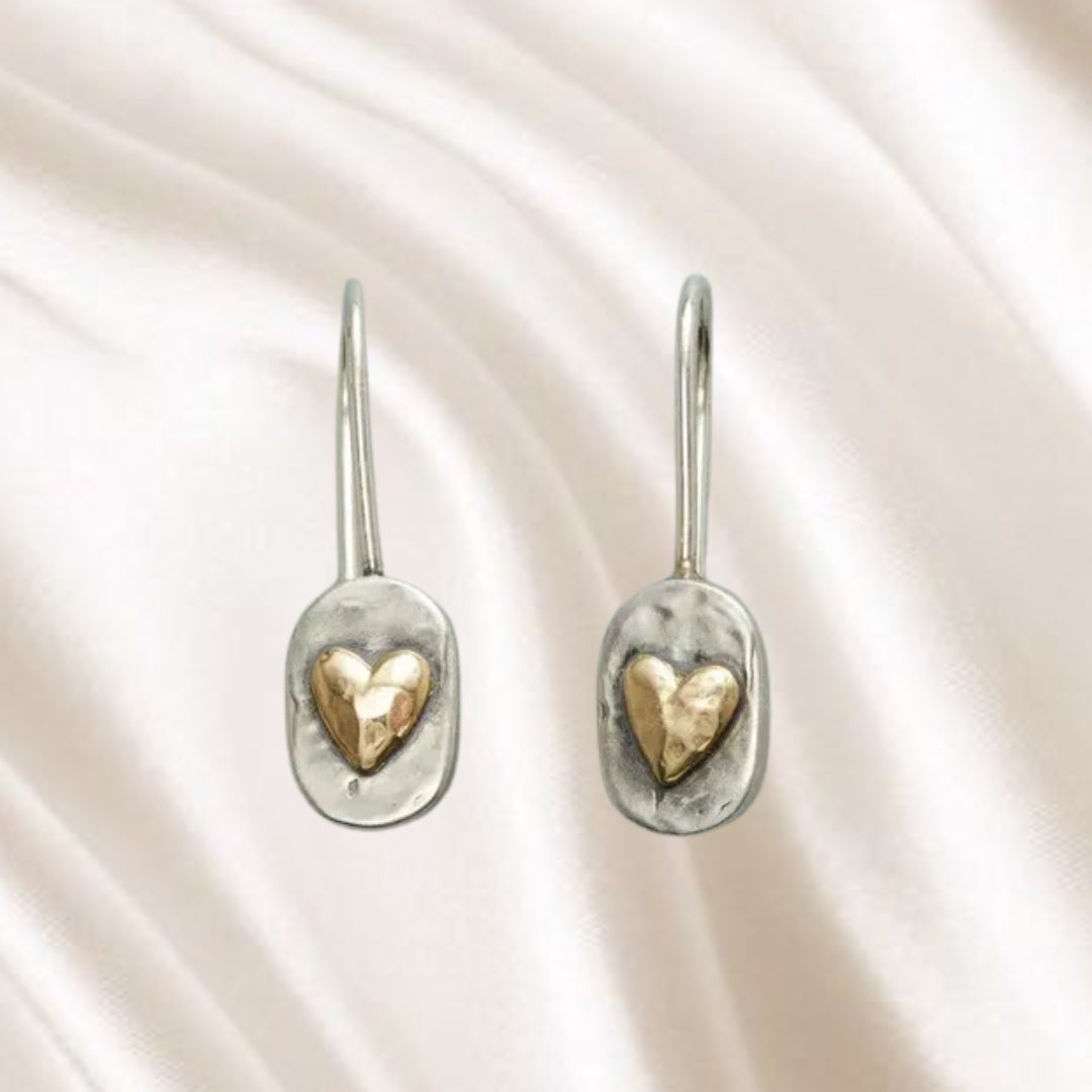 Golden Heart | Earrings in Vintage Silver