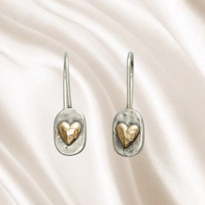 Golden Heart | Earrings in Vintage Silver