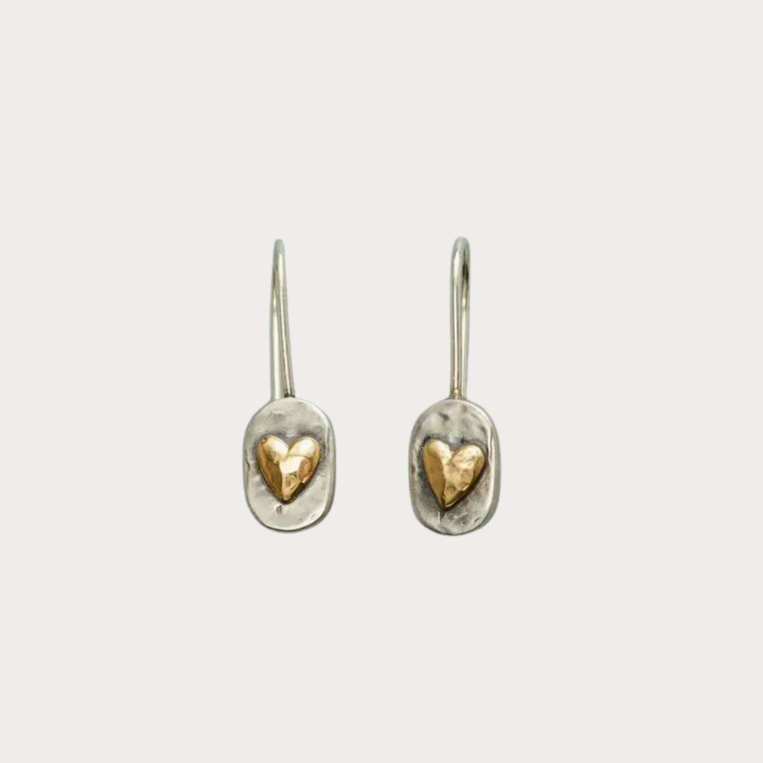 Golden Heart | Earrings in Vintage Silver