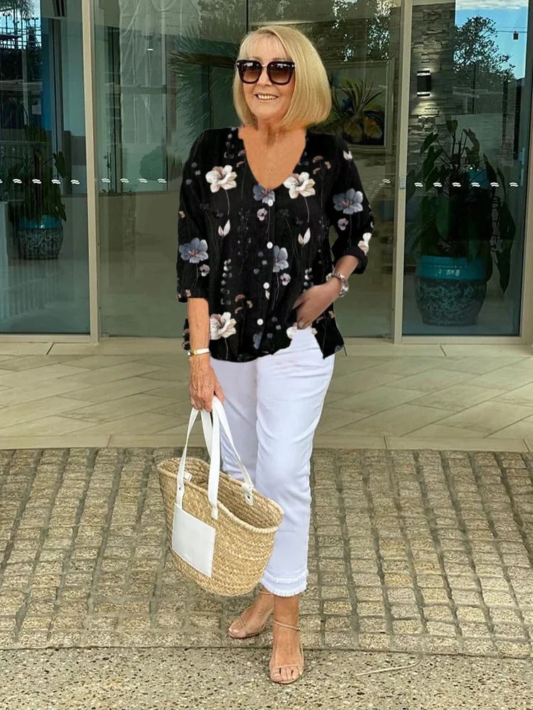 DONNA | FLORAL BUTTON BLOUSE