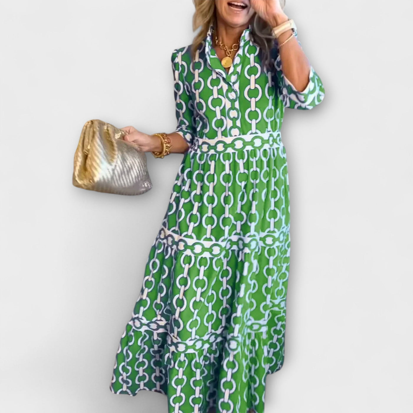 Solene | Midi Dress with Chain Pattern