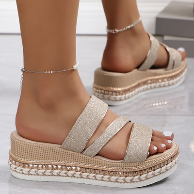 CELINE | COMFORT GLITTER PLATFORM SANDALS