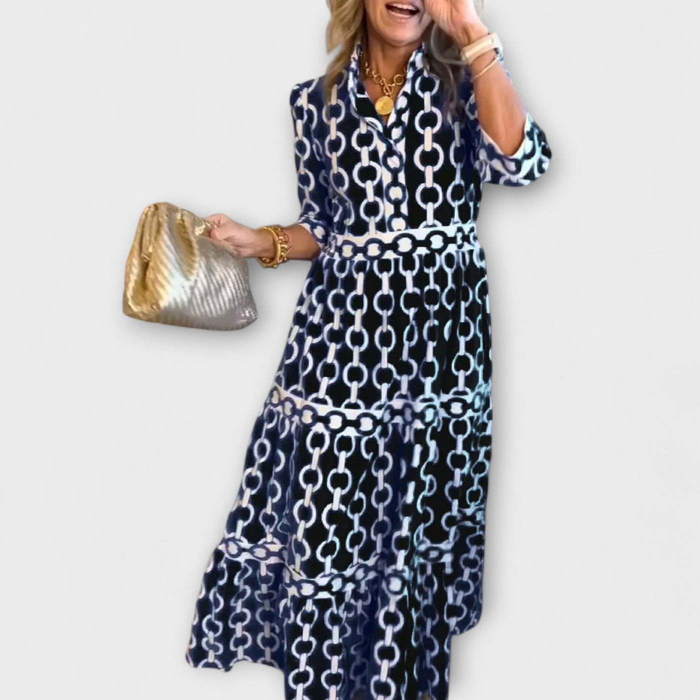 Solene | Midi Dress with Chain Pattern