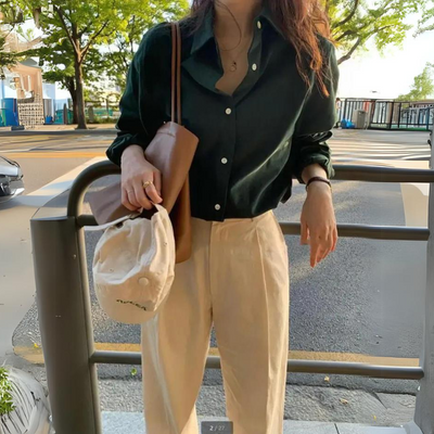 MADELEINE | ELEGANT SATIN BUTTON SHIRT