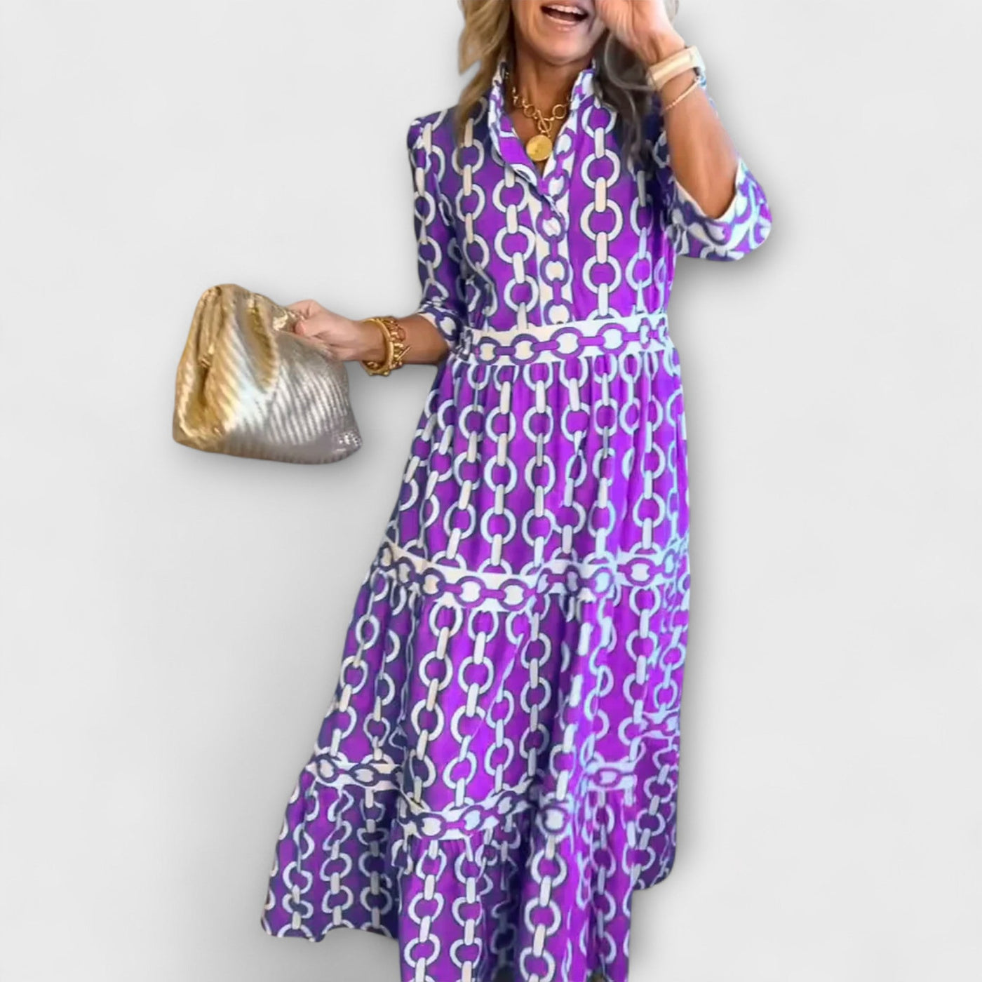 Solene | Midi Dress with Chain Pattern