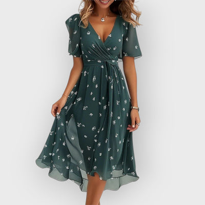 Odette | Stylish V-Neck Floral Midi Dress