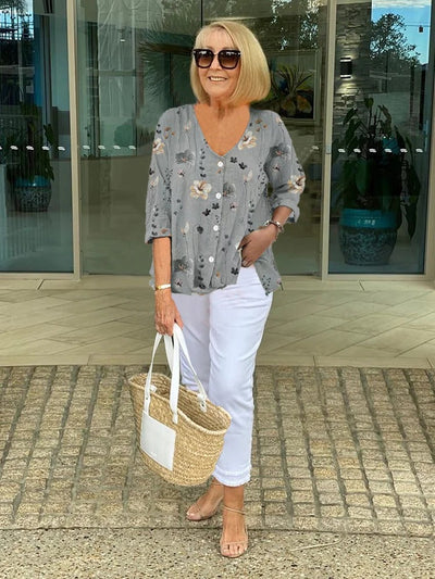 DONNA | FLORAL BUTTON BLOUSE