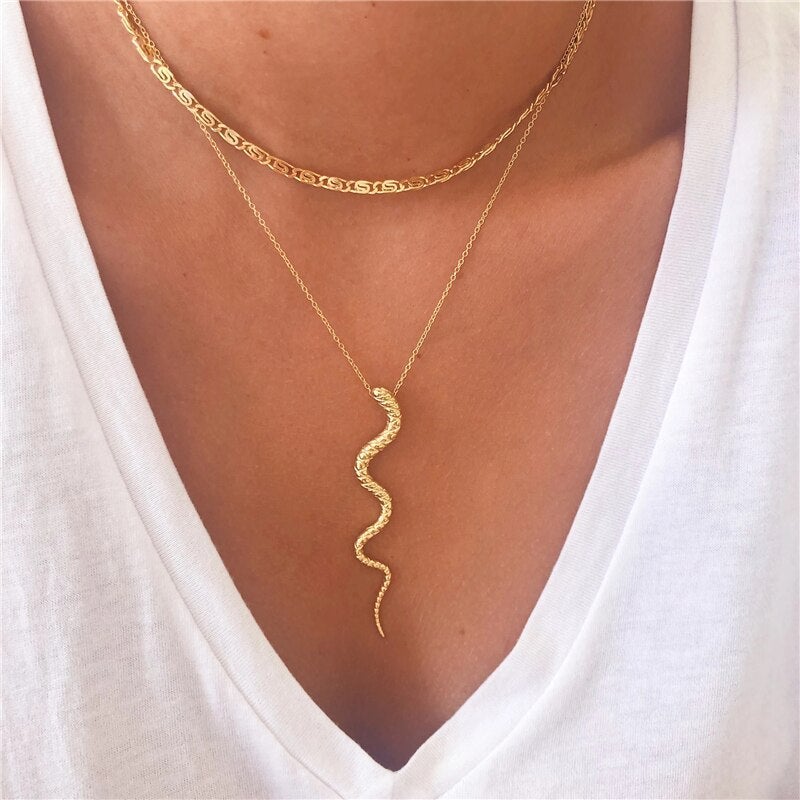 The Golden Fang I Serpent Pendant Necklace