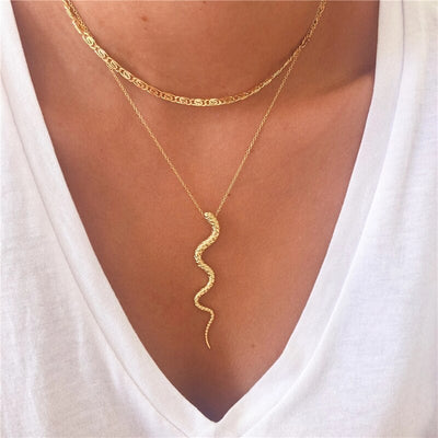 The Golden Fang I Serpent Pendant Necklace