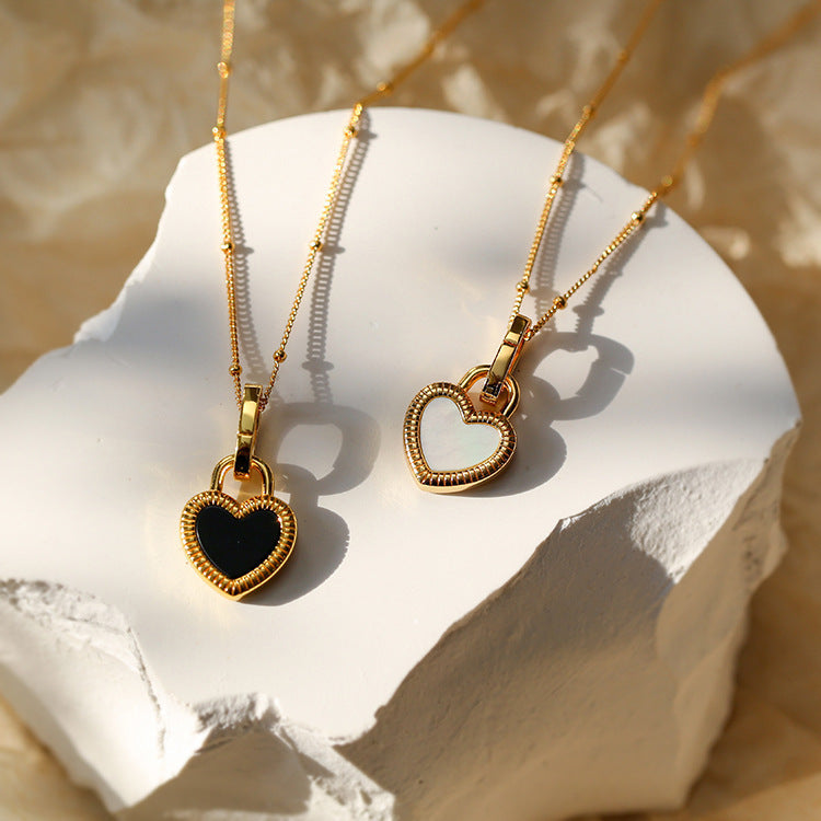 Shadow & Light I Black and White Heart Necklace