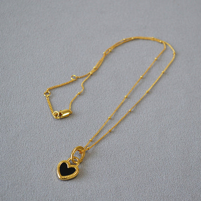 Shadow & Light I Black and White Heart Necklace
