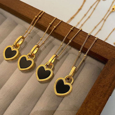 Shadow & Light I Black and White Heart Necklace