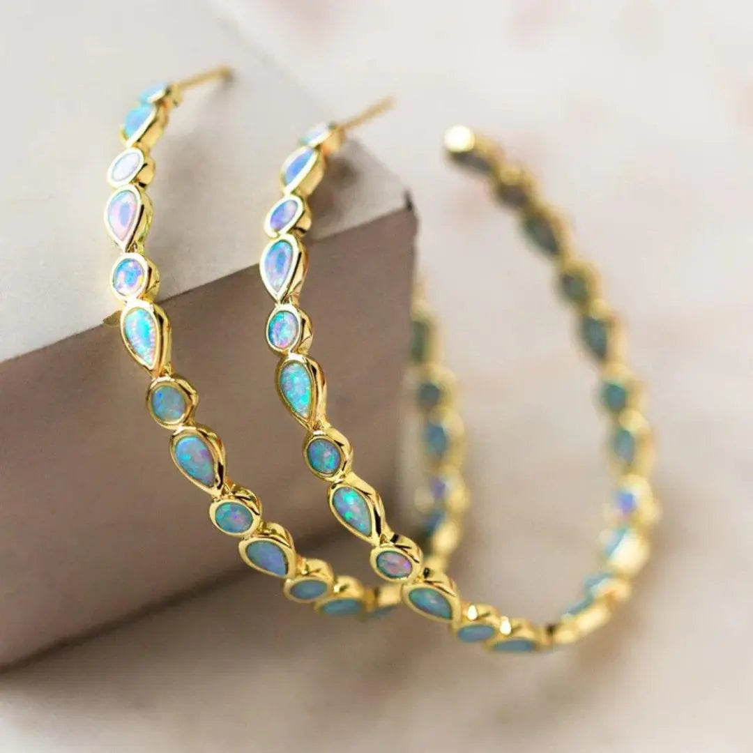 Golden Era | Blue Opal Gold Earrings