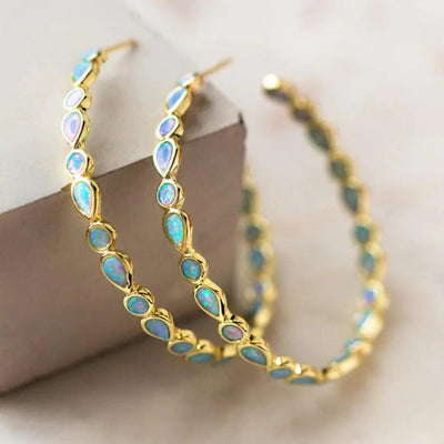 Golden Era | Blue Opal Gold Earrings