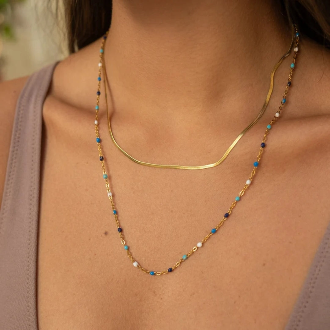 Royal Bloom I Vintage Golden Blue Stones Necklace