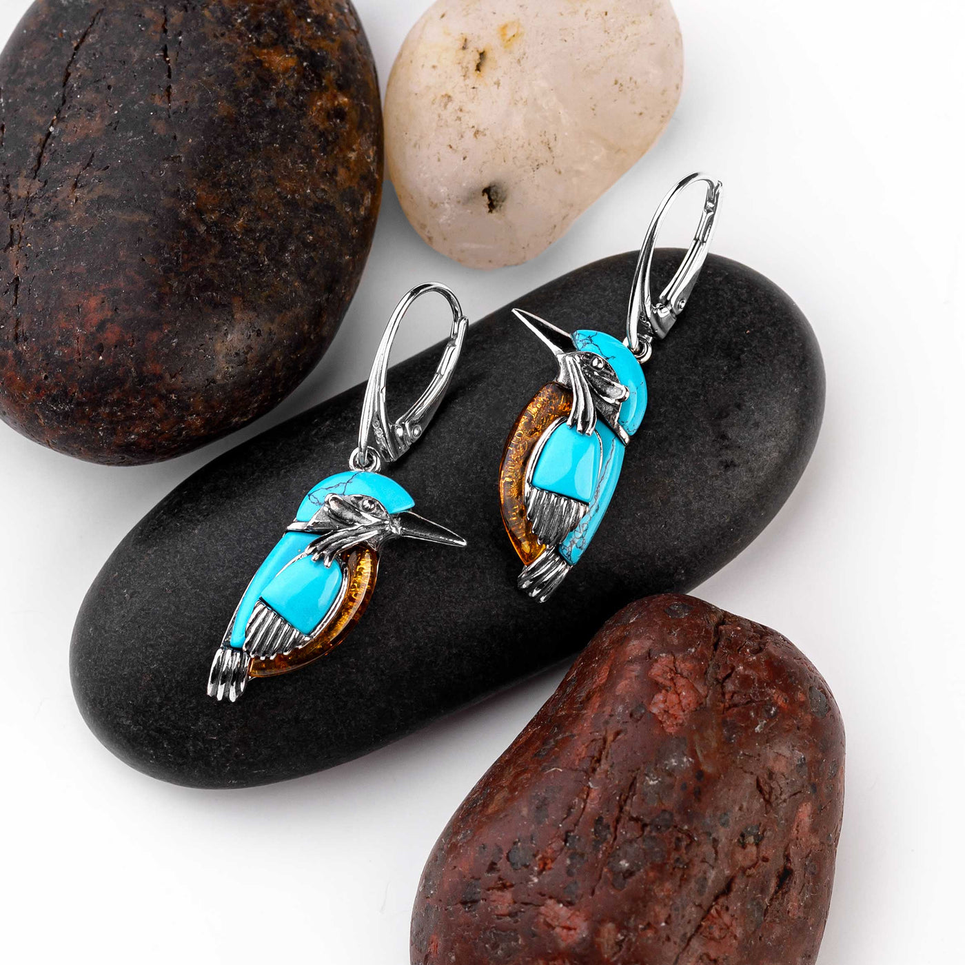 Kingfisher -  Bird Drop Earrings