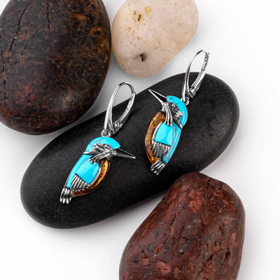 Kingfisher -  Bird Drop Earrings