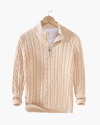 MASON | CABLE KNIT ZIP COLLAR SWEATER