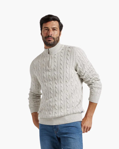 MASON | CABLE KNIT ZIP COLLAR SWEATER