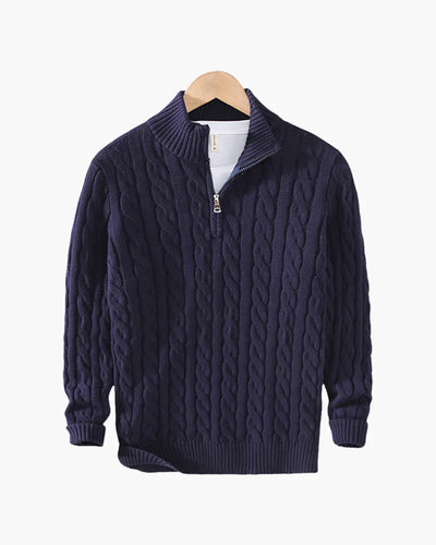 MASON | CABLE KNIT ZIP COLLAR SWEATER