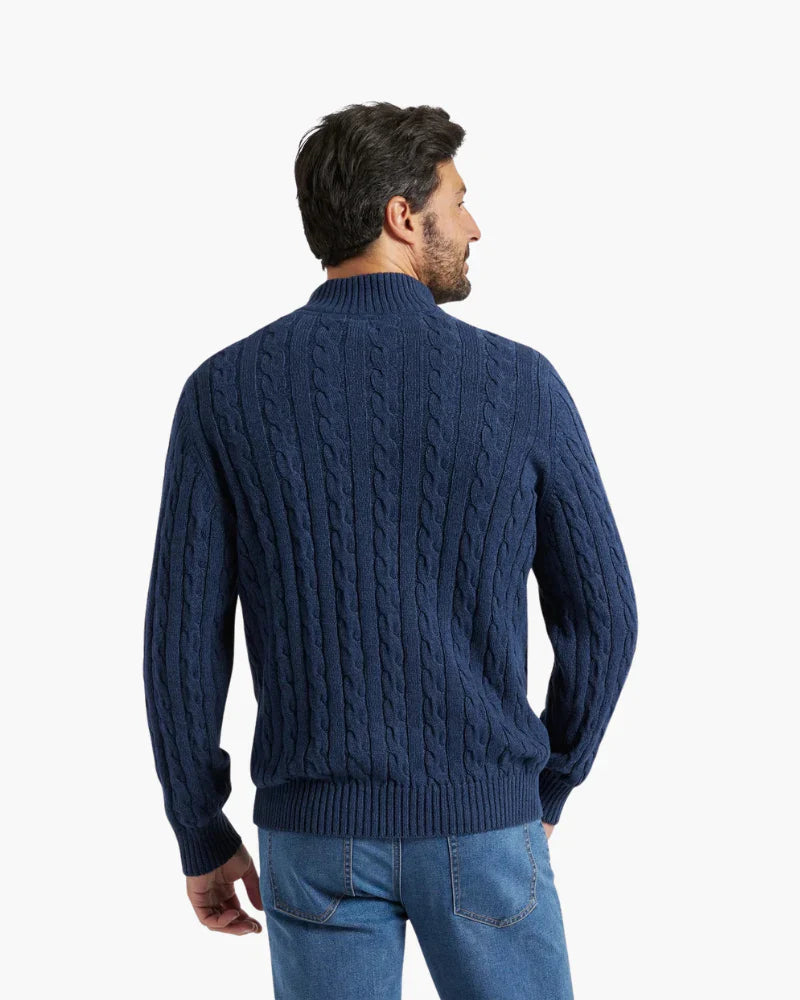 MASON | CABLE KNIT ZIP COLLAR SWEATER