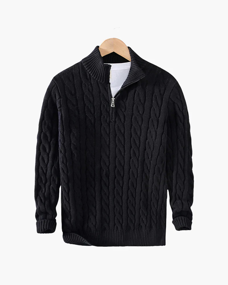 MASON | CABLE KNIT ZIP COLLAR SWEATER