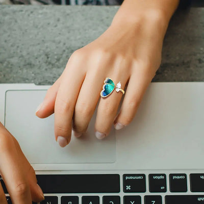 ClariaI Adjustable Blue Butterfly Ring