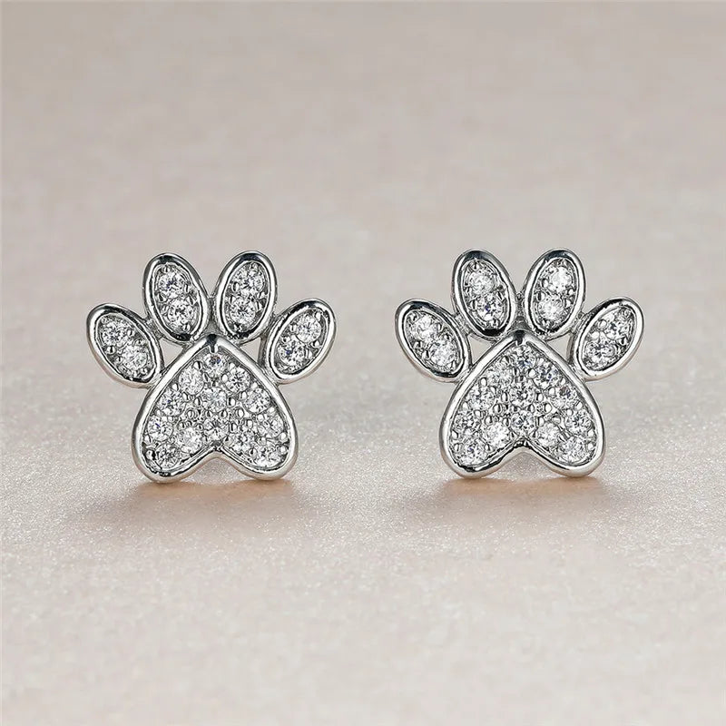 Opal Paws I  Heart Paw Earrings