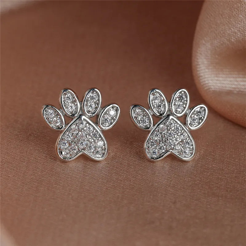 Opal Paws I  Heart Paw Earrings