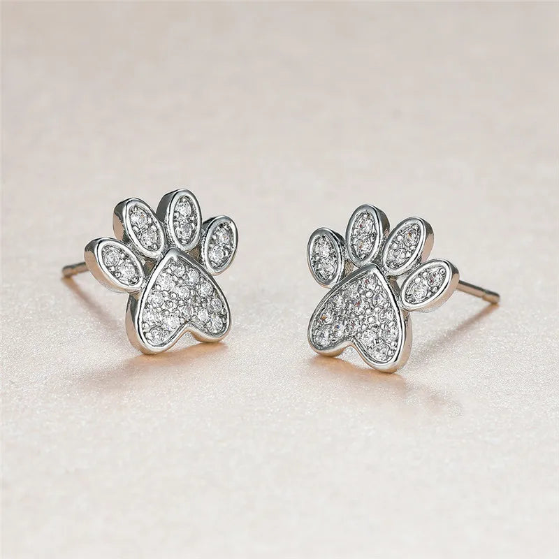 Opal Paws I  Heart Paw Earrings