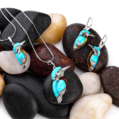 Kingfisher -  Bird Drop Earrings