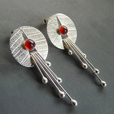 Delihia I Exclusive Red Stone Drop Earrings