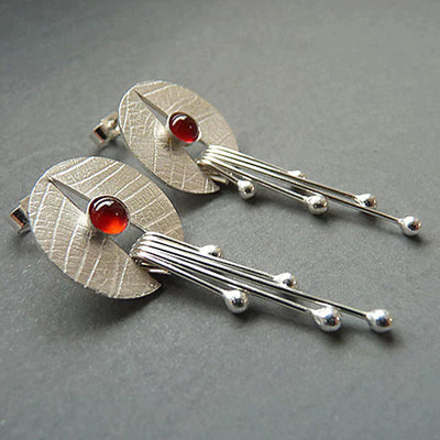 Delihia I Exclusive Red Stone Drop Earrings