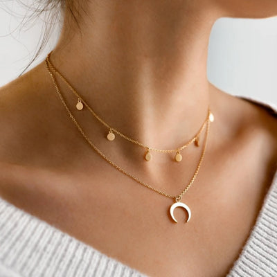 Eclipse Whisper I Moon Necklace in Gold