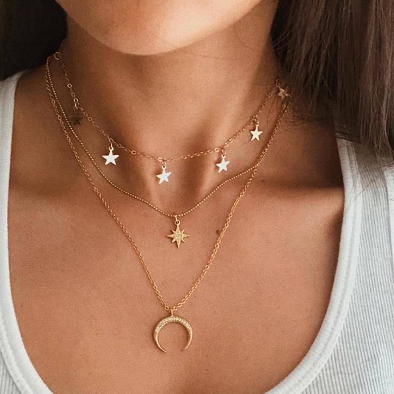 Eclipse Whisper I Moon Necklace in Gold