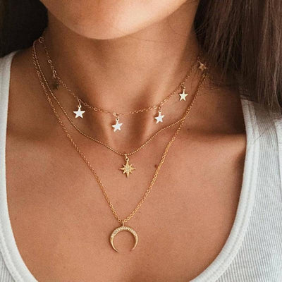 Eclipse Whisper I Moon Necklace in Gold