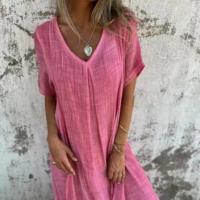 Nola | Draped V-Neck Dress for Effortless Charm
