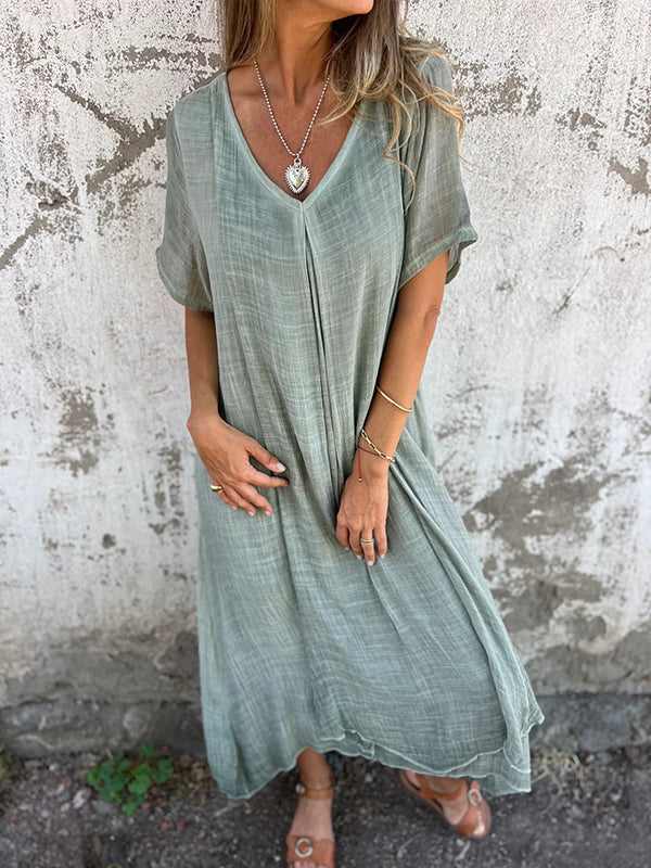 Nola | Draped V-Neck Dress for Effortless Charm
