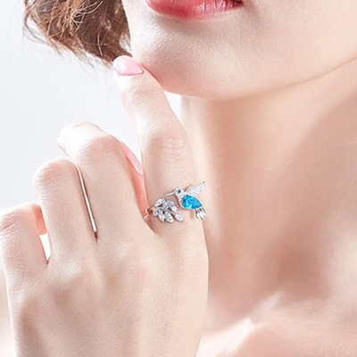 Aira | Hummingbird & Blossom Ring