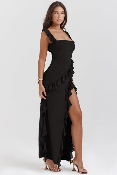 ISABELLE | RUFFLE DETAIL EVENING DRESS