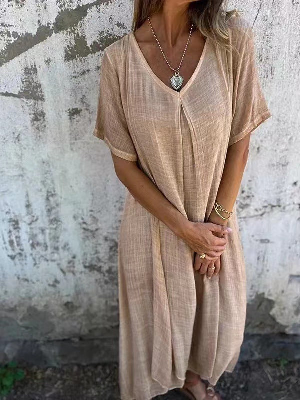 Nola | Draped V-Neck Dress for Effortless Charm