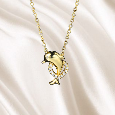 Dolphin Heart I Golden Necklace